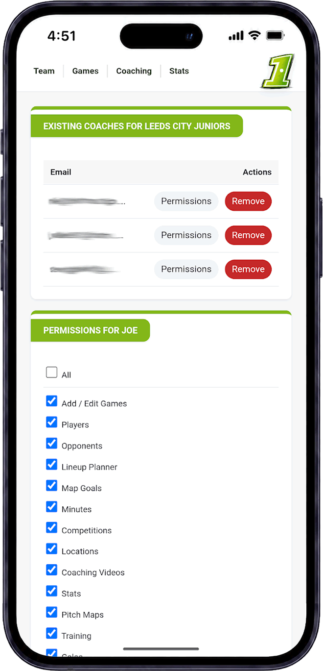 Football coach platform for grassroots team management