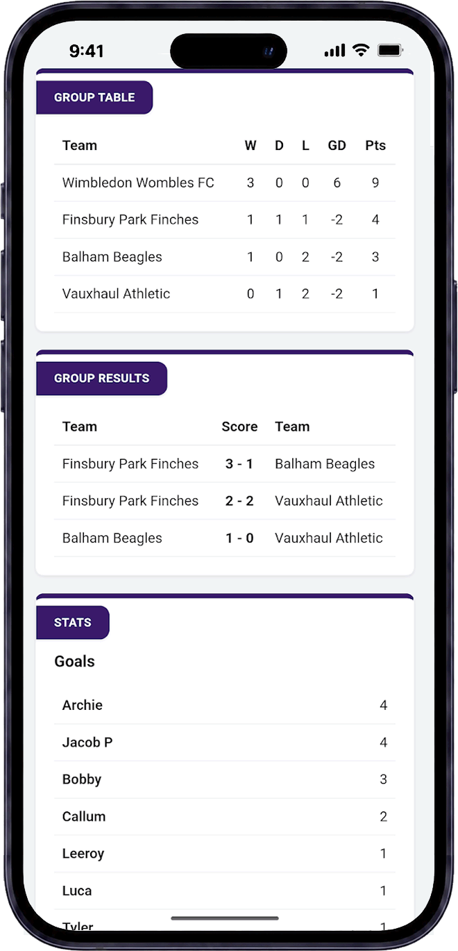 Grassroots football gala planner tool