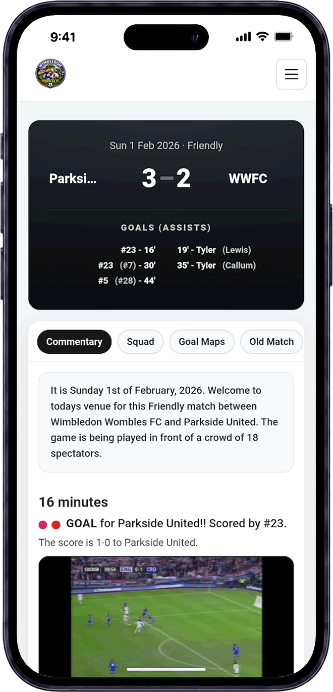 Junior football coaching app on mobile