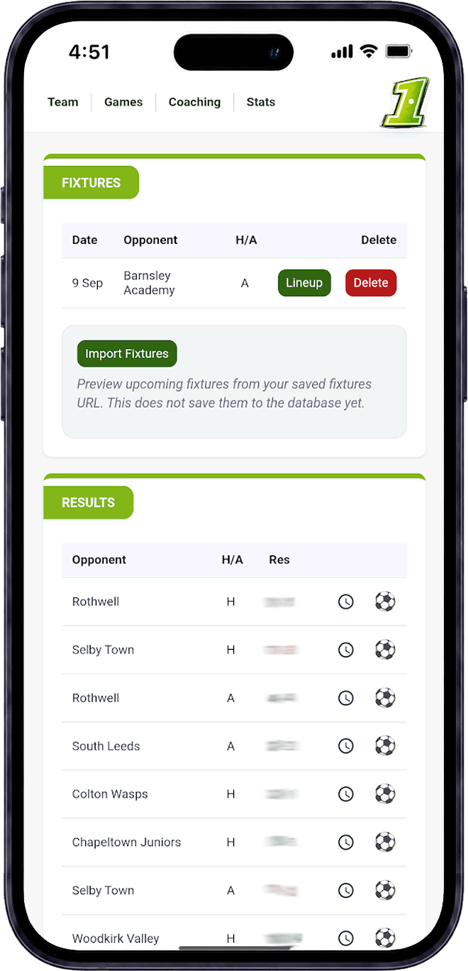 Automatic fixture import for junior football teams