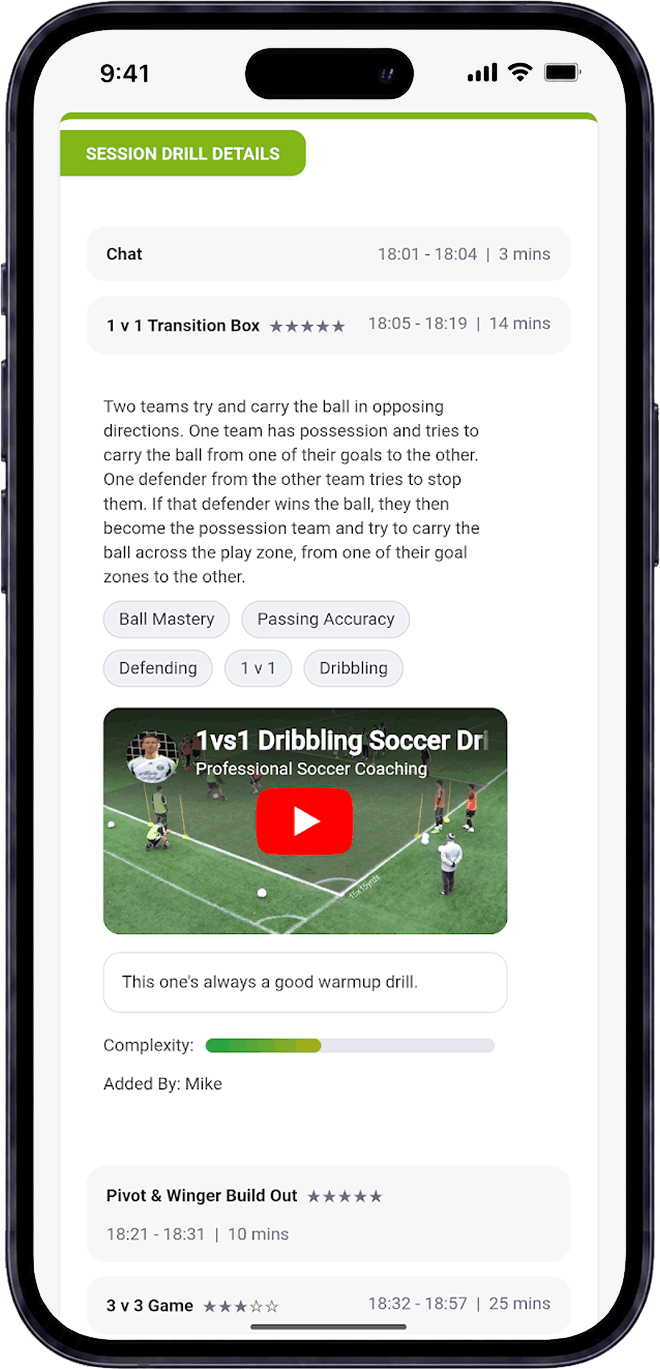 Soccer team training drills in Pitch1