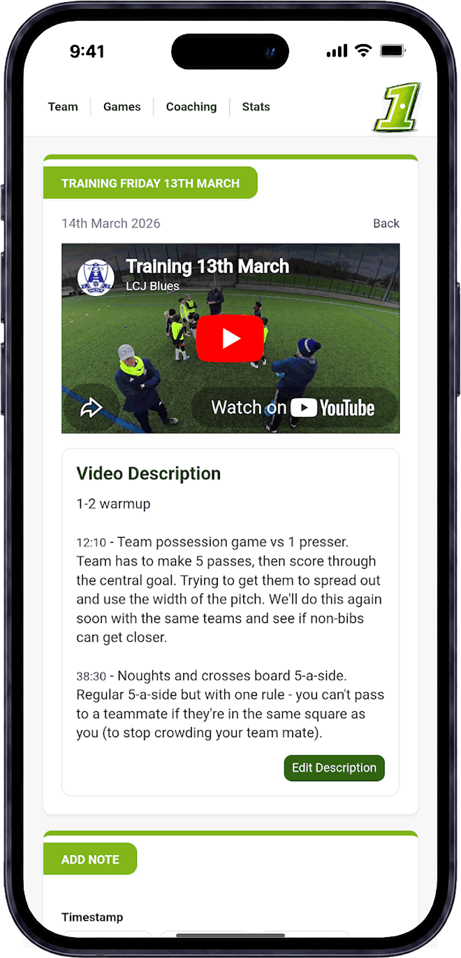 Video integration for junior football and youth soccer match reports